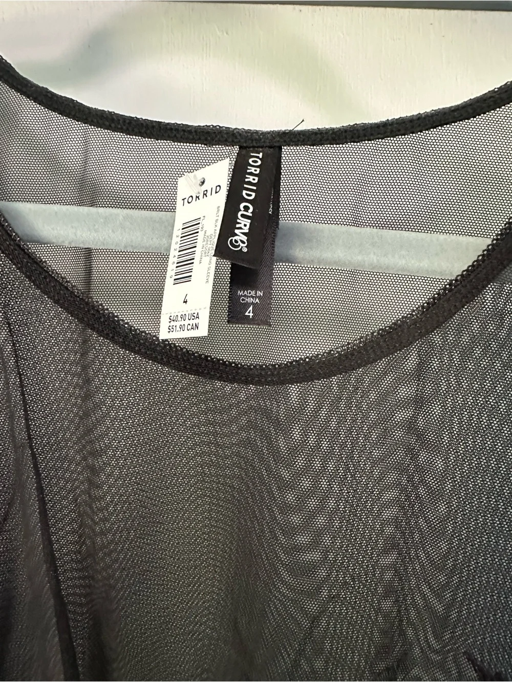 torrid Black Sheer Embroidered Cropped Mesh Top
